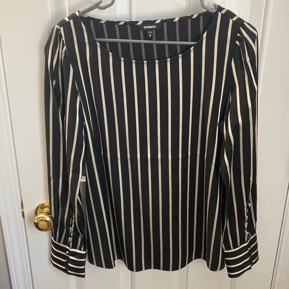 Express black w/ gold stripes blouse